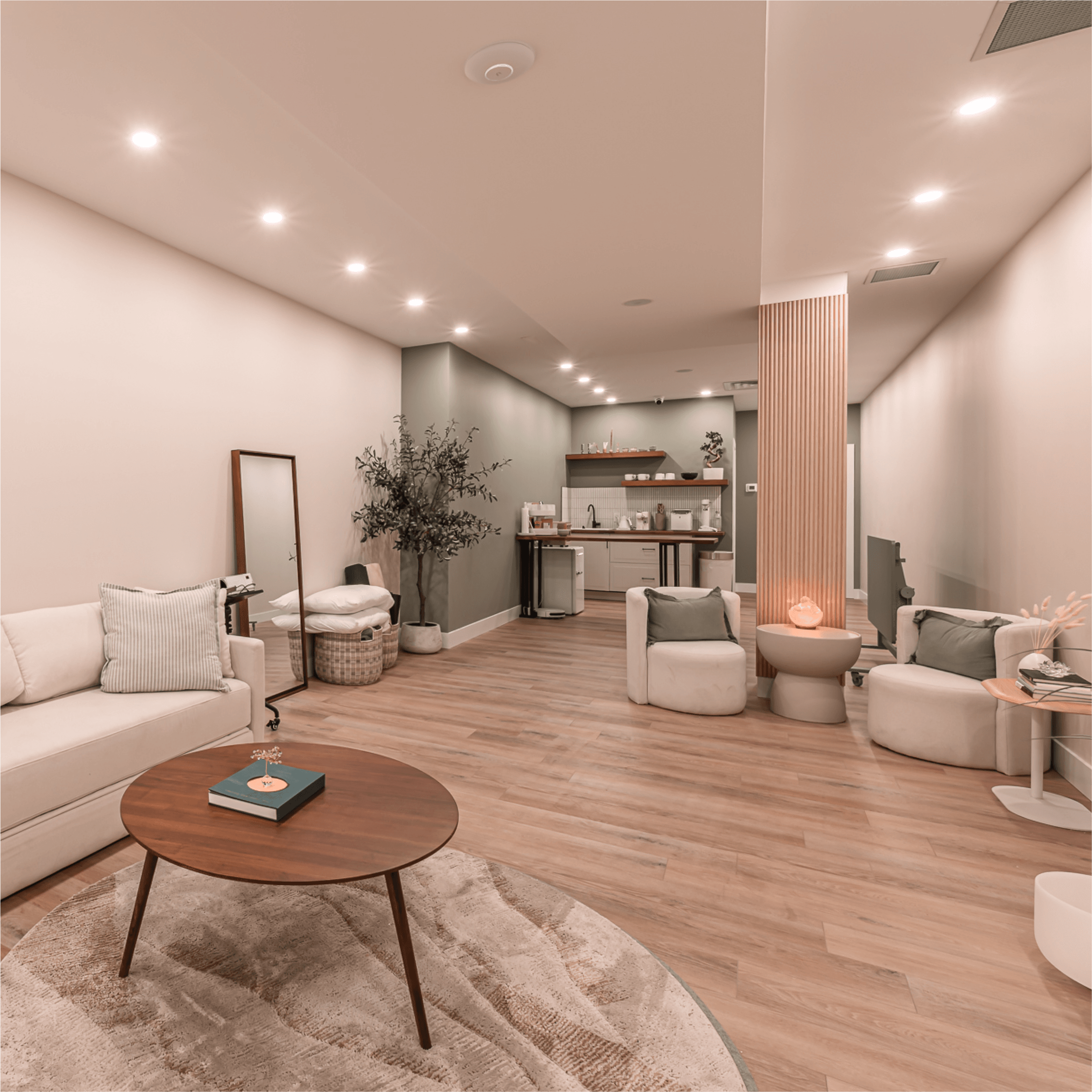 Main workspace area with natural elements